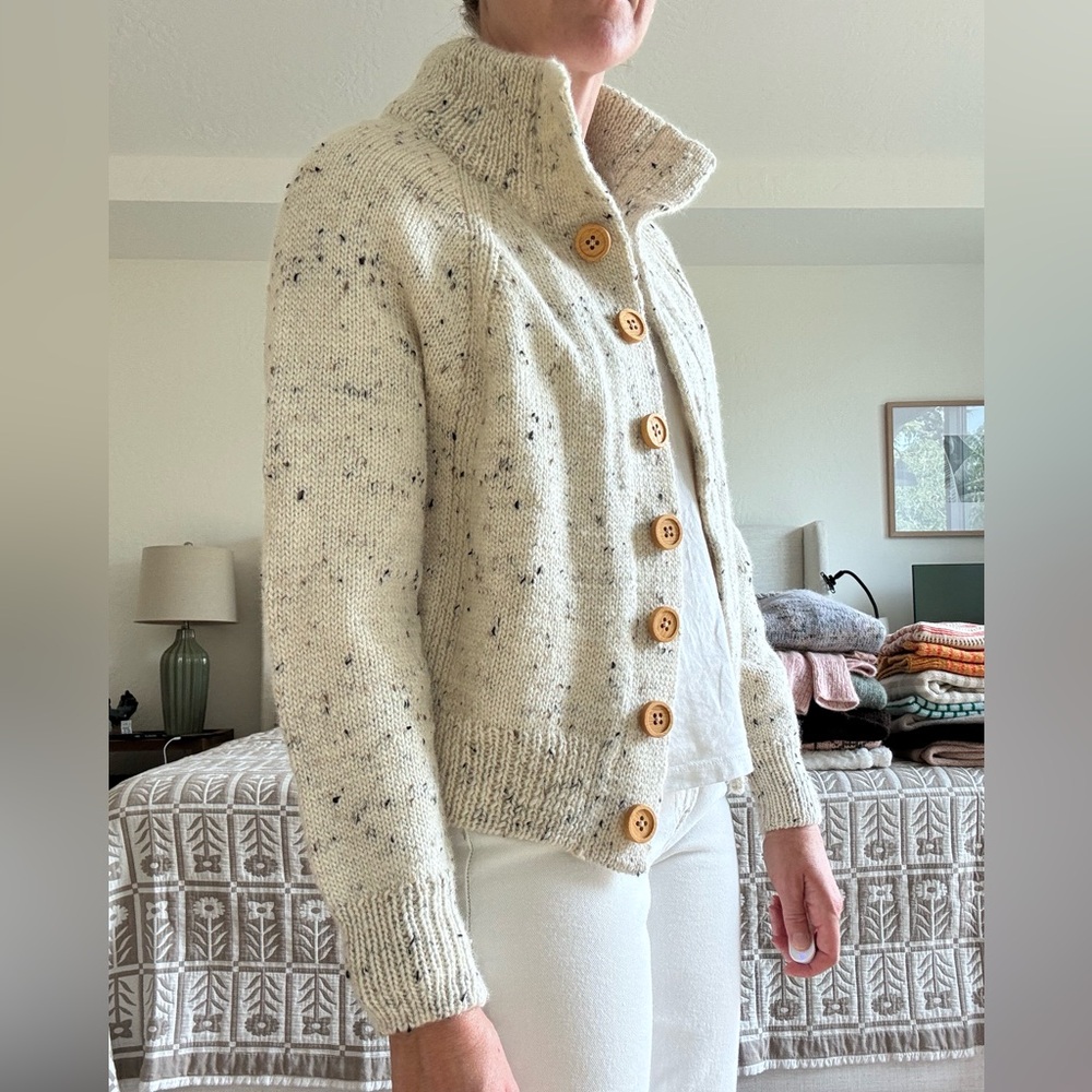 Hand knit 100% wool cardigan